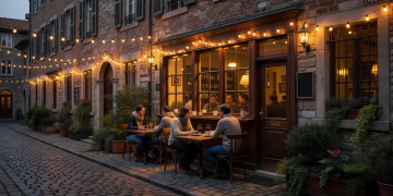 Cozy dining bar in European historic neighborhood
